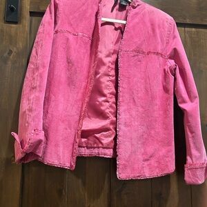E506 New Directions 100% Leather Suede-lined Jacket Pink